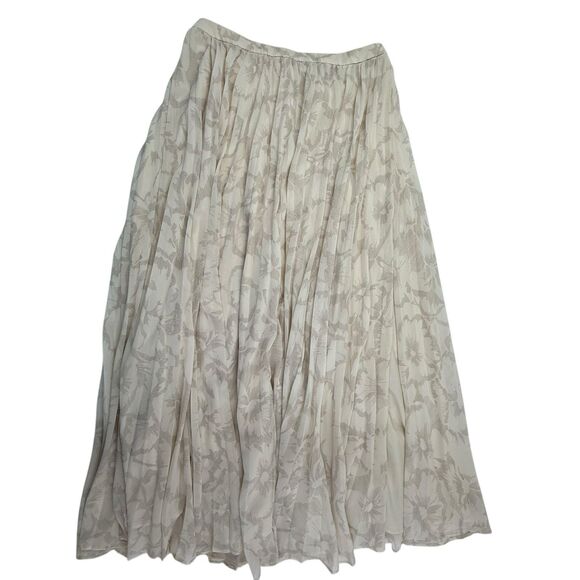 Banana Republic Sketched Flora Maxi Skirt Size 6 Side Split Accordion Pleated - Picture 2 of 14